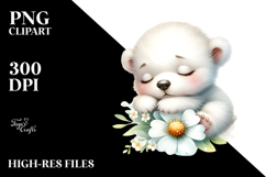 Digital Watercolor Cute Baby Polar Bear PNG Product Image 2