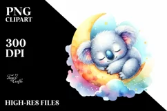 Adorable Baby Koala on the Moon | Clipart Product Image 3