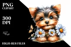 Watercolor Baby Yorkshire Terrier Big Eyes Caricature-like Product Image 3