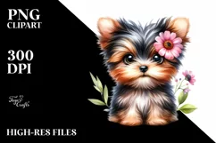 Watercolor Baby Yorkshire Terrier Big Eyes Caricature-like Product Image 3