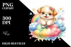 Colorful Watercolor Whimsical Dog Clipart Product Image 1