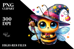 Crazy Cute Baby Bee with Wizard Hat PNG Product Image 2
