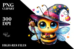 Crazy Cute Baby Bee with Wizard Hat PNG Product Image 2