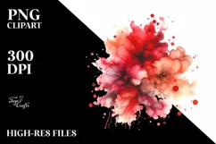 Colorful Redish Watercolor Splash | Sublimation | Clipart Product Image 3