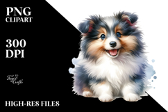 Watercolor Baby Shetland Sheepdog PNG Product Image 2