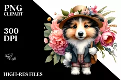 Cute Collie Flower Bouquet Clipart Product Image 3