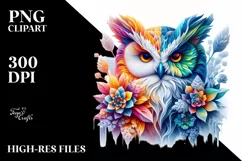 Abstract Ice Flower Owl, Transparent PNG Product Image 1
