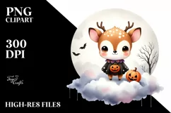 Simple Baby Deer on Halloween Cloud PNG Product Image 3