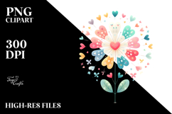 Pastel Watercolor Digital Painting with Simple Boho Flower Product Image 2