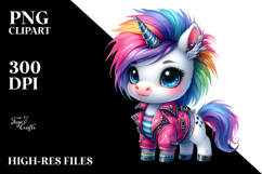Cute Unicorn with Cool Haircut PNG Product Image 2