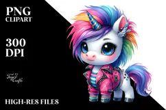 Cute Unicorn with Cool Haircut PNG Product Image 2