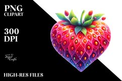 Colorful Watercolor Strawberry Heart PNG Product Image 2