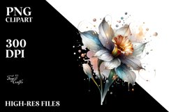 Watercolor Abstract Shiny Narcissus Clipart Product Image 3