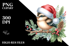 Cute Baby Bird with Santa Hat, Transparent PNG Product Image 2