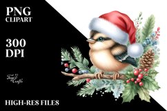 Cute Baby Bird with Santa Hat, Transparent PNG Product Image 1