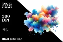 Colorful Watercolor Cloud | Sublimation | Clipart Product Image 1