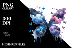 Colorful Butterfly with Silhouettes,Transparent PNG Product Image 2