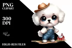 Bichon Frise Baby Watercolor Clipart | Sublimation Product Image 1
