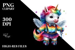 Colorful Baby Unicorn in Modern Dancer&#039;s Outfit PNG Product Image 3