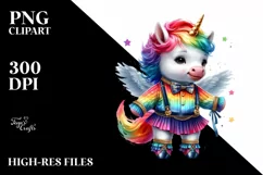 Colorful Baby Unicorn in Modern Dancer's Outfit PNG Product Image 3