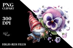 Colorful Gnome with Pansy | Sublimation | Clipart Product Image 1