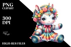 Colorful Baby Unicorn in Folk Dancer&#039;s Costume PNG Product Image 3