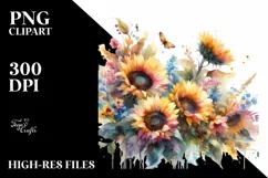 Washed Watercolor Sunflowers, Transparent PNG Product Image 3