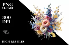 Vibrant Bouquet Gold Foil Delphinium | Sublimation Clipart Product Image 3