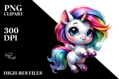 Expressive Baby Unicorn Jumping PNG Product Image 2