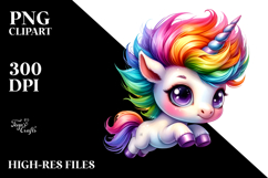 Vibrant Baby Unicorn with Cool Haircut PNG Product Image 2