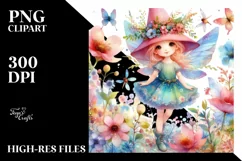 Colorful Whimsical Fairy | Sublimation | Clipart Product Image 1