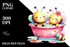 Cuddling Bathtub Baby Bee PNG Product Image 2