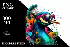 Colorful Peacock Sunglasses Sticker | Clipart Product Image 3