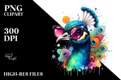 Colorful Peacock Sunglasses Sticker | Clipart Product Image 1