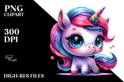 Cute Unicorn with Cool Haircut PNG Product Image 2