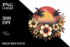 Vintage Tropical Flower Sunset Sticker | Clipart Product Image 3