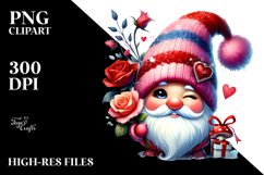 Winking Valentines Gnome Watercolor PNG Product Image 2