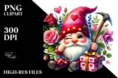 Winking Valentines Gnome Watercolor PNG Product Image 2