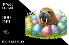 Digital Baby Walrus, Easter Eggs PNG Product Image 2