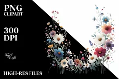 Colorful Wild Flowers | Sublimation | Clipart Product Image 1