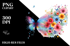 Colorful Butterfly with Spring Flowers,Transparent PNG Product Image 2