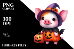 Cute Baby Pig Halloween Scenery Clipart Product Image 2