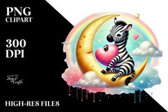 Colorful Zebra Heart Sitting on Half Moon, PNG Product Image 2
