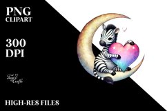 Colorful Zebra Holding Heart PNG Product Image 2