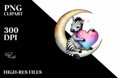Colorful Zebra Holding Heart PNG Product Image 2