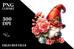 Cute Gnome with Begonia in PNG Product Image 2