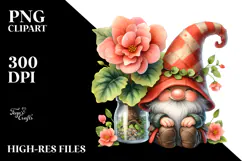 Cute Gnome with Begonia in PNG Product Image 2
