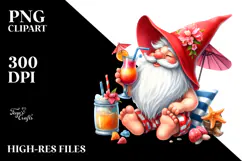 Whimsical Gnome with Cocktail, Transparent PNG Product Image 2