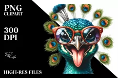 Funny Peacock Sunglasses Tongue Clipart Product Image 3