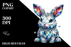 Colorful Bunny Made of Diamonds PNG Product Image 2